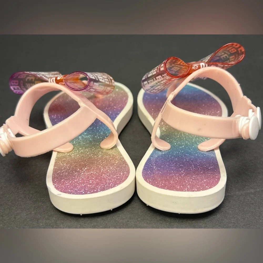 bebe- Toddler- Bow sandals, Plastic closure,‎ Size: Medium (7/8), Pre- Owned